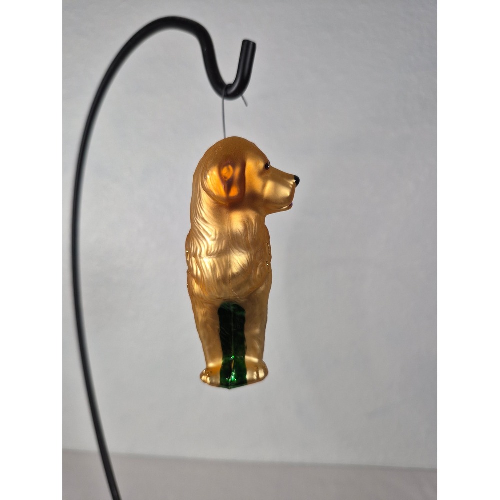 Old World Christmas Golden Retriever Dog Blown Glass Ornament With Glitter - Picture 2 of 7